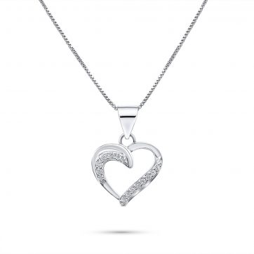 petsios Κολιέ καρδιά με ζιργκόν πέτρες