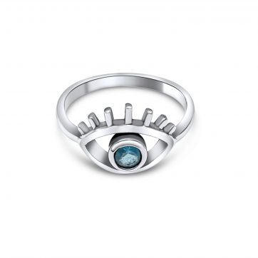petsios Δαχτυλίδι μάτι με πέτρα άκουα μαρίν