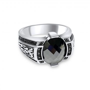 petsios Silver ring with black zircon stone