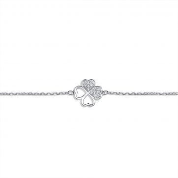 petsios Βραχιόλι τετράφυλλο τριφύλλι με πέτρες ζιργκόν