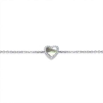 petsios Βραχιόλι καρδιά με πέτρες ζιργκόν και φίλντισι