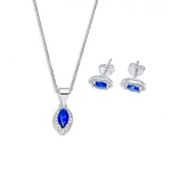 petsios Σετ κολιέ και σκουλαρίκια καρφωτά με πέτρες ζιργκόν και ζαφείρι