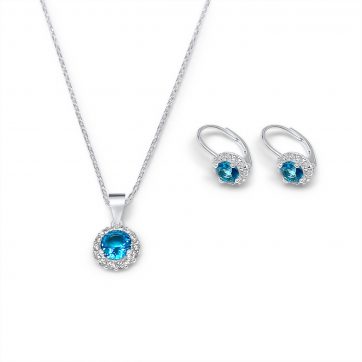 petsios Σετ κολιέ και σκουλαρίκια κρεμαστά με πέτρες ζιργκόν και άκουα μαρίν