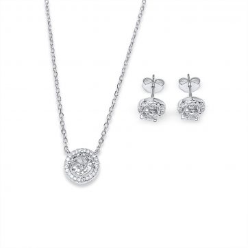 petsios Σετ κολιέ και σκουλαρίκια καρφωτά με πέτρες ζιργκόν