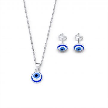 petsios Σετ κολιέ και σκουλαρίκια καρφωτά μάτι