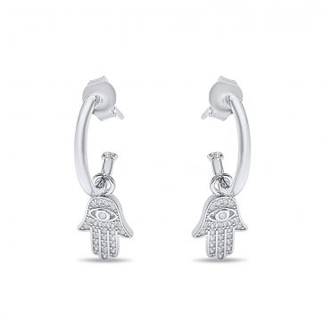 petsios Σκουλαρίκια κρίκοι μάτι με πέτρες ζιργκόν