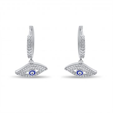 petsios Σκουλαρίκια κρίκοι μάτι με πέτρες ζιργκόν