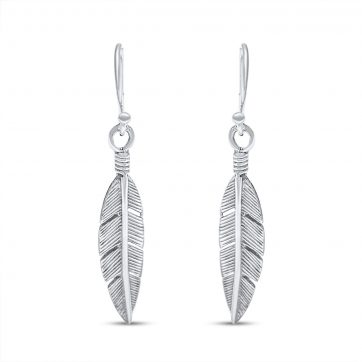 petsios Ασημένια σκουλαρίκια με κρεμαστά φτερά