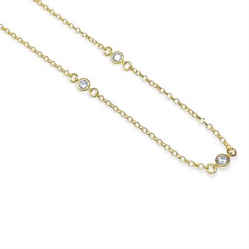 petsios Επίχρυση αλυσίδα ποδιού με πέτρες ζιργκόν