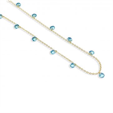 petsios Gold plated anklet with aquamarine dangles