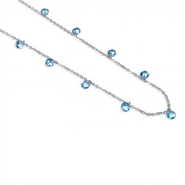 petsios Αλυσίδα ποδιού με κρεμαστές πέτρες άκουα μαρίν