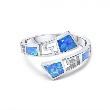 petsios Silver ring with opal stones and meander