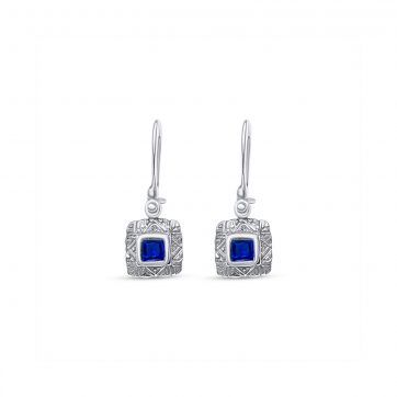 petsios Οξειδωμένα σκουλαρίκια με πέτρες ζαφείρι