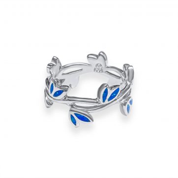 petsios Δαχτυλίδι κλαδί ελιάς με πέτρες όπαλ