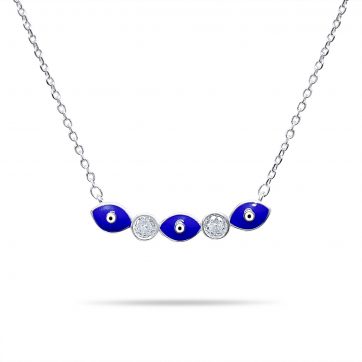 petsios Κολιέ με μάτια και πέτρες ζιργκόν