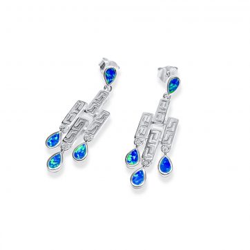 petsios Σκουλαρίκια κρεμαστά με πέτρες όπαλ και μαίανδρο