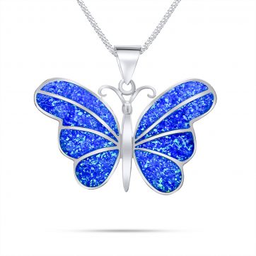 petsios Κολιέ πεταλούδα με πέτρες όπαλ