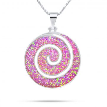 petsios Κολιέ σπείρα με πέτρες ροζ όπαλ