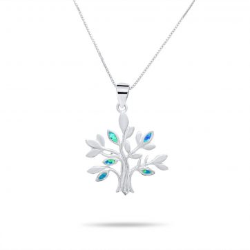 petsios Κολιέ δέντρο της ζωής με πέτρες όπαλ