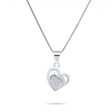 petsios Κολιέ καρδιά με ζιργκόν πέτρες