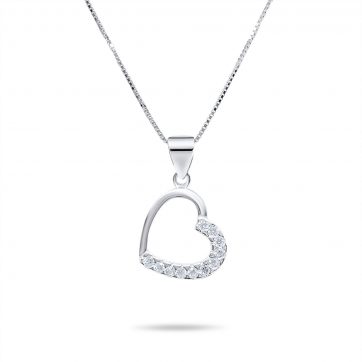 petsios Κολιέ καρδιά με ζιργκόν πέτρες