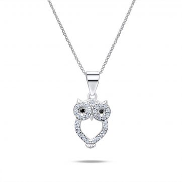 petsios Κολιέ κουκουβάγια με πέτρες ζιργκόν