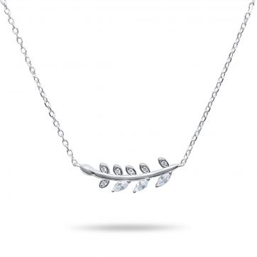 petsios Κολιέ κλαδί ελιάς με πέτρες ζιργκόν