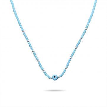 petsios Κολιέ με μάτι και χάντρες τιρκουάζ 