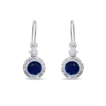 petsios Oxidised earrings with sapphire and zircon stones
