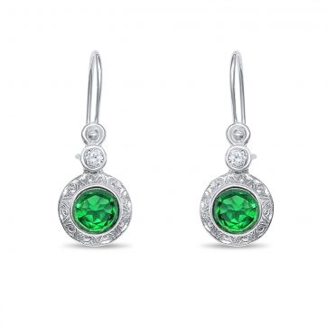petsios Oxidised earrings with emerald and zircon stones