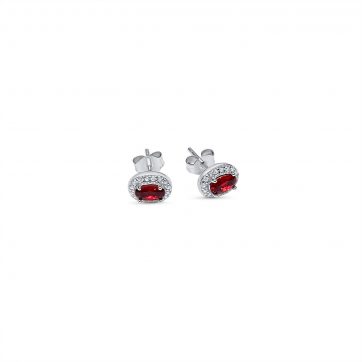 petsios Σκουλαρίκια καρφωτά με πέτρες ζιργκόν και ρουμπίνι