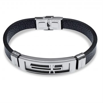 petsios Χειροπέδα από δέρμα και ατσάλι