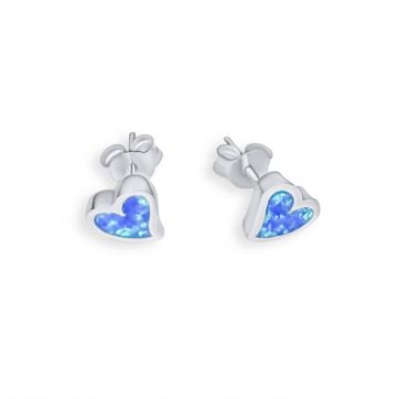 petsios Σκουλαρίκια καρδιές καρφωτά με πέτρες όπαλ