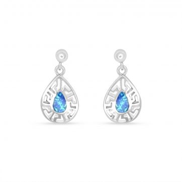 petsios Σκουλαρίκια κρεμαστά με πέτρες όπαλ και μαίανδρο