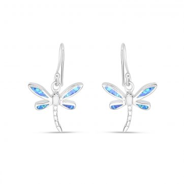 petsios Σκουλαρίκια λιβελούλες κρεμαστά με πέτρες όπαλ