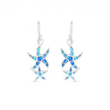 petsios Σκουλαρίκια αστερίες κρεμαστά με πέτρες όπαλ