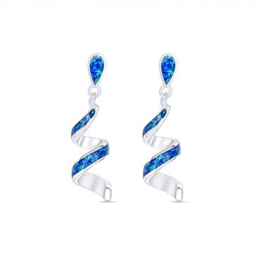 petsios Σκουλαρίκια έλικες κρεμαστά με πέτρες όπαλ