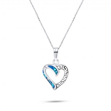 petsios Κολιέ καρδιά με πέτρες όπαλ και μαίανδρο