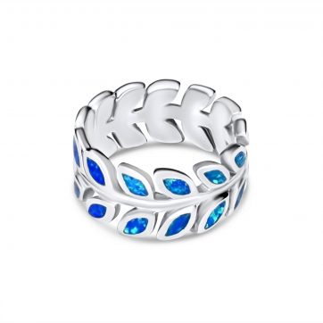 petsios Δαχτυλίδι κλαδί ελιάς με πέτρες όπαλ