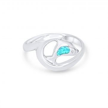 petsios Δαχτυλίδι δελφίνι με πέτρα όπαλ