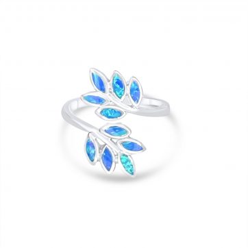 petsios Δαχτυλίδι κλαδί ελιάς με πέτρες όπαλ