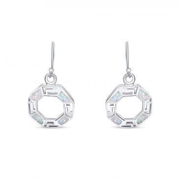 petsios Σκουλαρίκια κρεμαστά με λευκό όπαλ και μαίανδρο