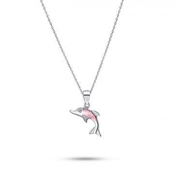 petsios Κολιέ δελφίνι με λευκό όπαλ