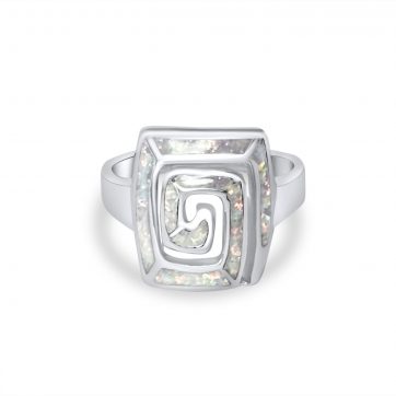 petsios Δαχτυλίδι με λευκό όπαλ και μαίανδρο