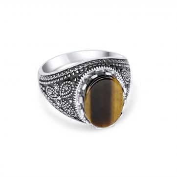 petsios Δαχτυλίδι με πέτρα μάτι της τίγρης