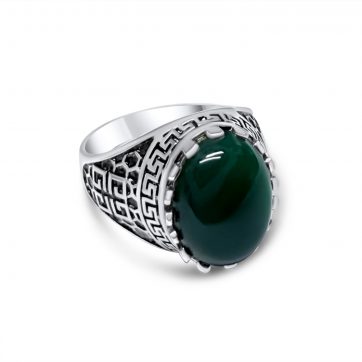 petsios Δαχτυλίδι με πέτρα αχάτη και μαίανδρο