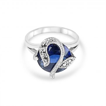 petsios Ring with sapphire stone and marcasites