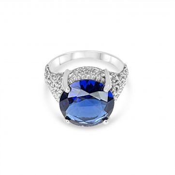 petsios Ring with sapphire stone and marcasites