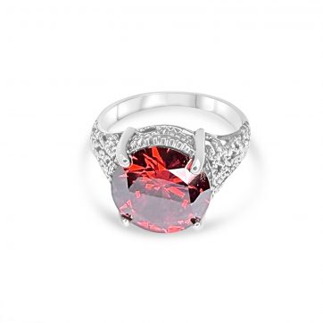 petsios Ring with garnet stone and marcasites