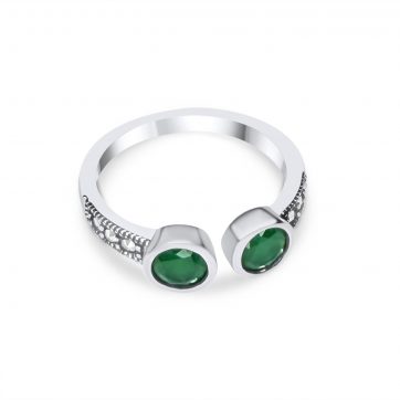 petsios Δαχτυλίδι με πέτρες σμαράγδι και μαρκασίτες